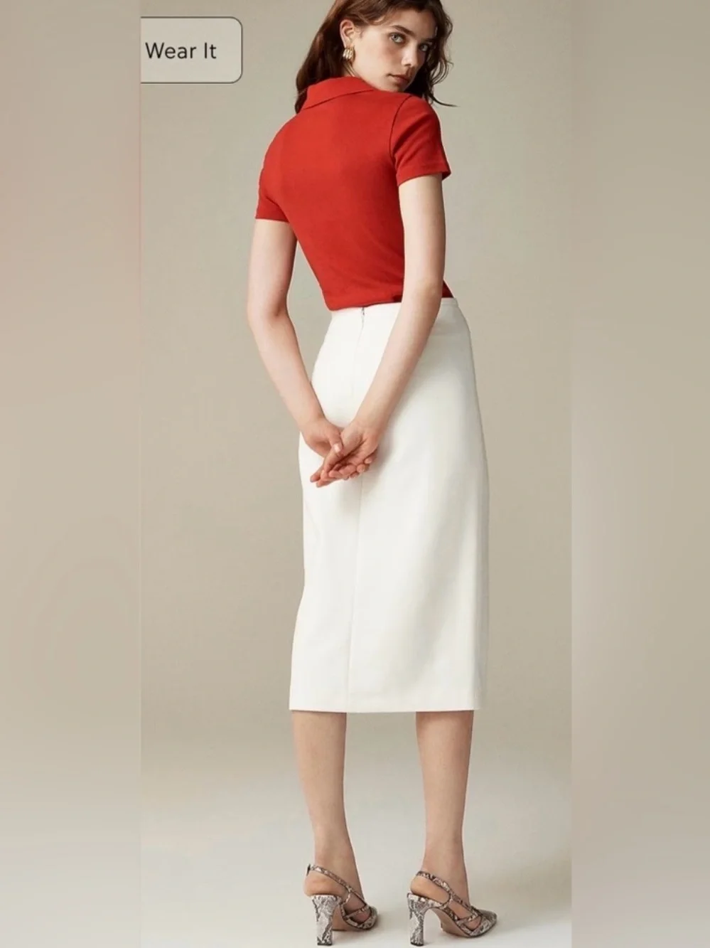 J.Crew Pencil midi skirt in four-season stretch in ivory